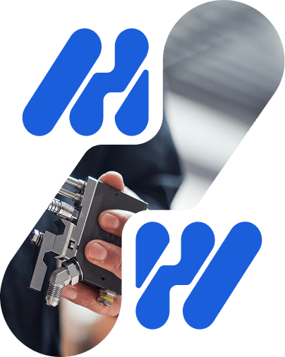 Logos et photos HM tech entrelacé pour représenter les services HM tech !